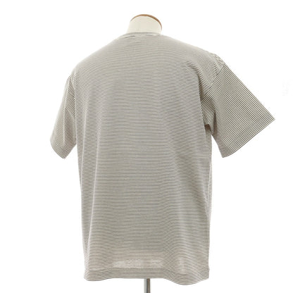 【中古】アボンタージ A VONTADE コットン ボーダー クルーネック 半袖ポケットTシャツ ベージュxネイビー【サイズM】【 状態ランクA 】【 メンズ 】