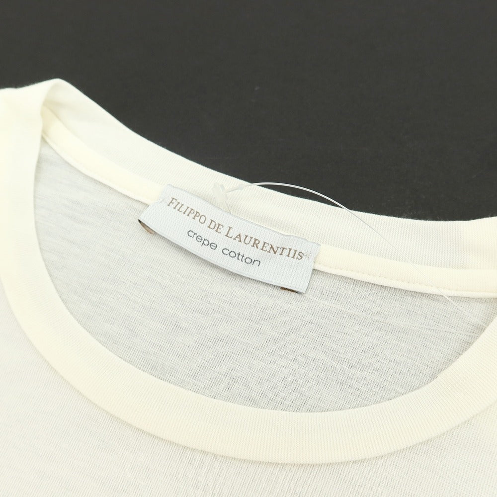 【中古】フィリッポ デ ローレンティス FILIPPO DE LAURENTIIS クレープコットン クルーネック 半袖Ｔシャツ アイボリー【サイズ46】【 状態ランクA 】【 メンズ 】