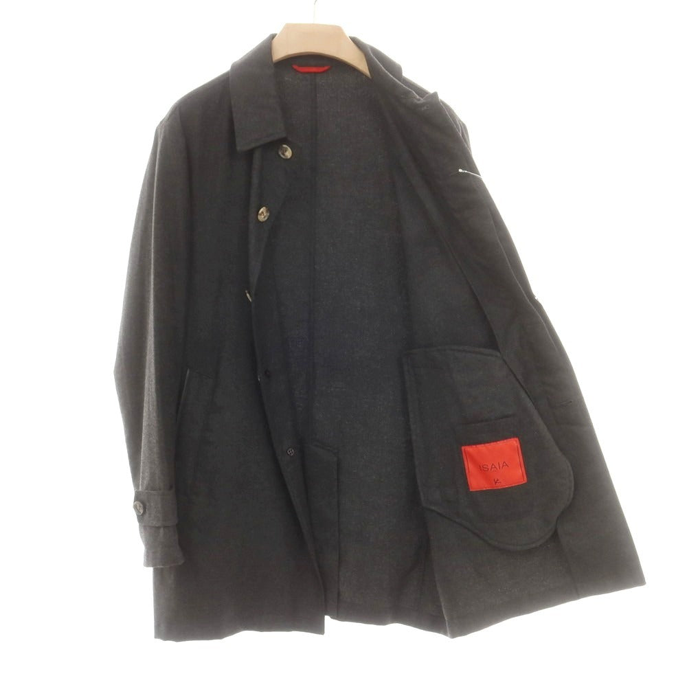 【中古】イザイア ISAIA カシミヤ ステンカラーコート チャコールグレー【 48 】【 状態ランクB 】【 メンズ 】