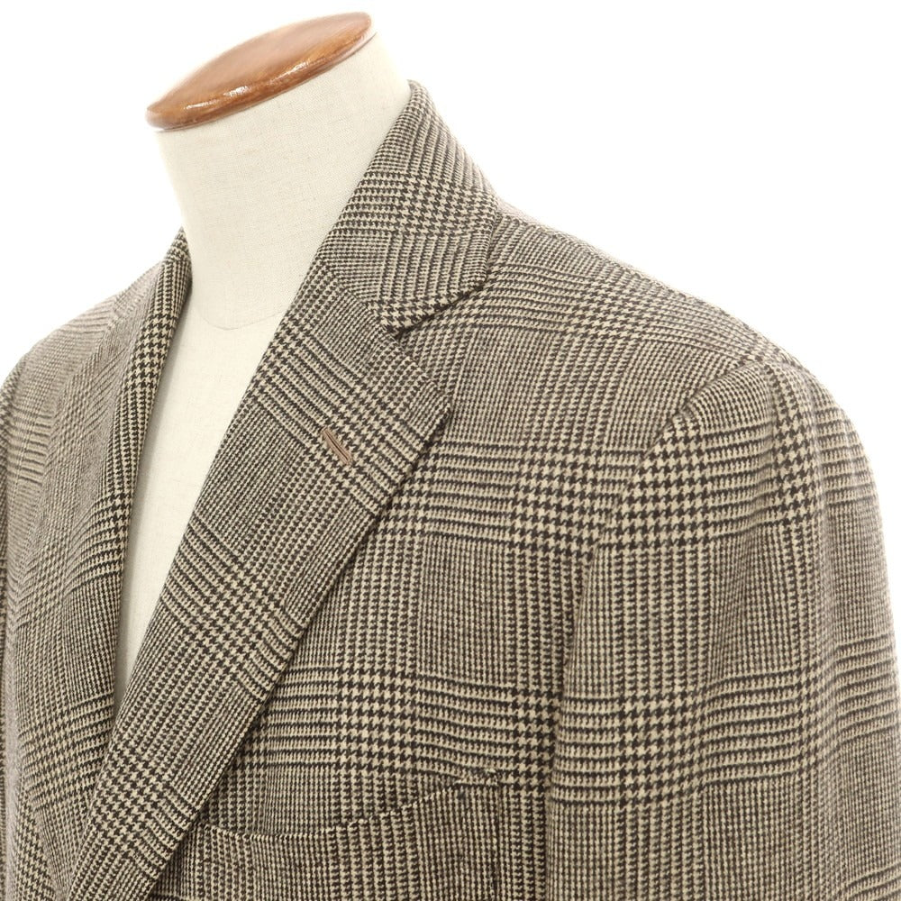 【中古】チェーザレ アットリーニ Cesare Attolini ウール チェック チェスターフィールドコート ベージュxブラック【 48 】【 状態ランクB 】【 メンズ 】