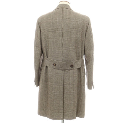 【中古】チェーザレ アットリーニ Cesare Attolini ウール チェック チェスターフィールドコート ベージュxブラック【 48 】【 状態ランクB 】【 メンズ 】