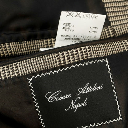 【中古】チェーザレ アットリーニ Cesare Attolini ウール チェック チェスターフィールドコート ベージュxブラック【 48 】【 状態ランクB 】【 メンズ 】