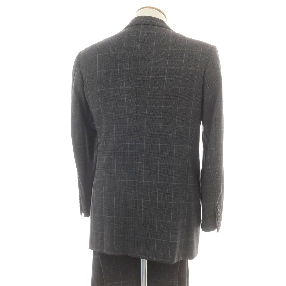 【中古】チェーザレ アットリーニ Cesare Attolini ウール チェック 3つボタンスーツ グレーxライトグレー【 上46/下44 】【 状態ランクB 】【 メンズ 】