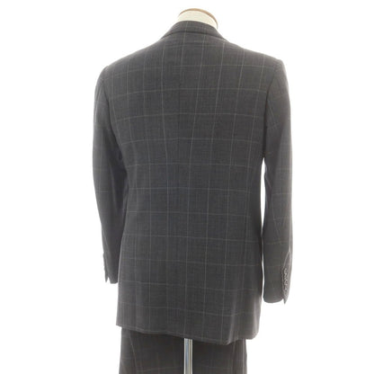 【中古】チェーザレ アットリーニ Cesare Attolini ウール チェック 3つボタンスーツ グレーxライトグレー【 上46/下44 】【 状態ランクB 】【 メンズ 】