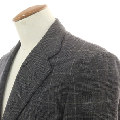 【中古】チェーザレ アットリーニ Cesare Attolini ウール チェック 3つボタンスーツ グレーxライトグレー【 上46/下44 】【 状態ランクB 】【 メンズ 】