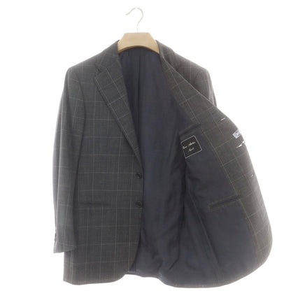 【中古】チェーザレ アットリーニ Cesare Attolini ウール チェック 3つボタンスーツ グレーxライトグレー【 上46/下44 】【 状態ランクB 】【 メンズ 】
