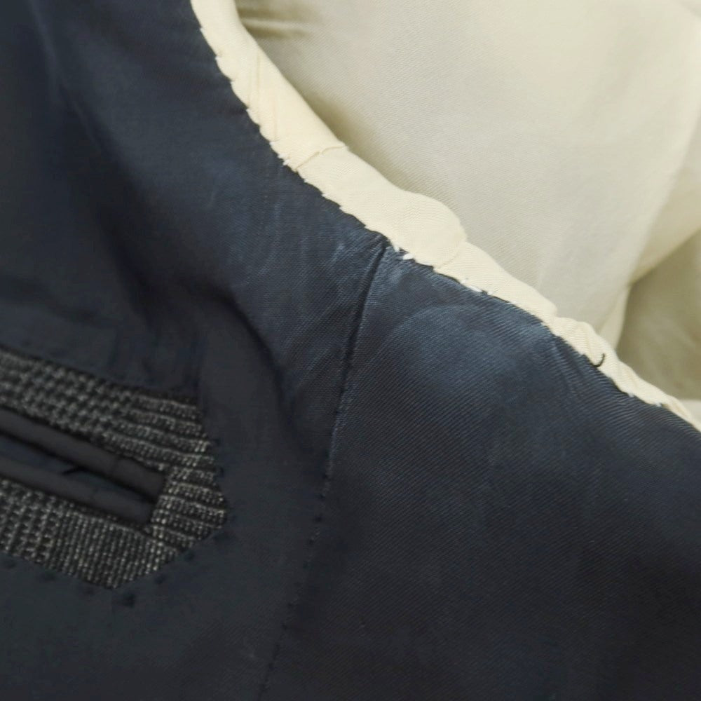 【中古】チェーザレ アットリーニ Cesare Attolini ウール チェック 3つボタンスーツ グレーxライトグレー【 上46/下44 】【 状態ランクB 】【 メンズ 】