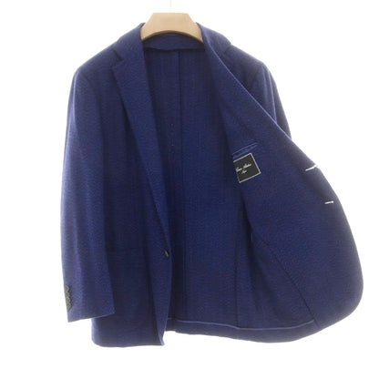 【中古】チェーザレ アットリーニ Cesare Attolini カシミヤ ヘリンボーン 3B テーラードジャケット ブルーネイビー【 46 】【 状態ランクB 】【 メンズ 】
