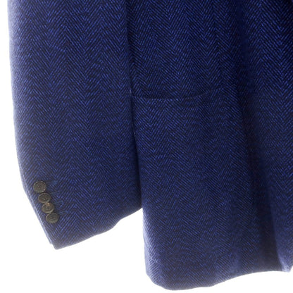 【中古】チェーザレ アットリーニ Cesare Attolini カシミヤ ヘリンボーン 3B テーラードジャケット ブルーネイビー【 46 】【 状態ランクB 】【 メンズ 】
