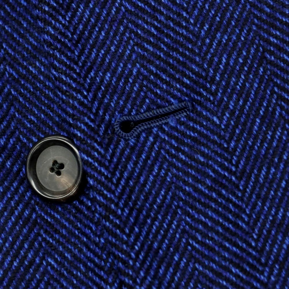 【中古】チェーザレ アットリーニ Cesare Attolini カシミヤ ヘリンボーン 3B テーラードジャケット ブルーネイビー【 46 】【 状態ランクB 】【 メンズ 】