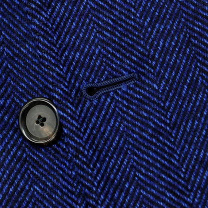 【中古】チェーザレ アットリーニ Cesare Attolini カシミヤ ヘリンボーン 3B テーラードジャケット ブルーネイビー【 46 】【 状態ランクB 】【 メンズ 】