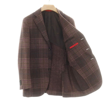 【中古】イザイア ISAIA ウールカシミヤ チェック 3B テーラードジャケット ブラウンxパープル【 44 】【 状態ランクB 】【 メンズ 】