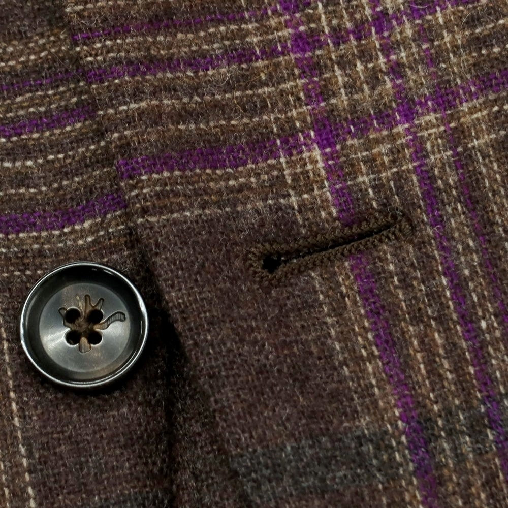 【中古】イザイア ISAIA ウールカシミヤ チェック 3B テーラードジャケット ブラウンxパープル【 44 】【 状態ランクB 】【 メンズ 】