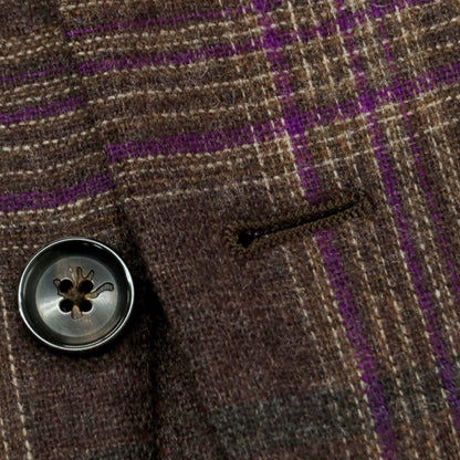 【中古】イザイア ISAIA ウールカシミヤ チェック 3B テーラードジャケット ブラウンxパープル【 44 】【 状態ランクB 】【 メンズ 】