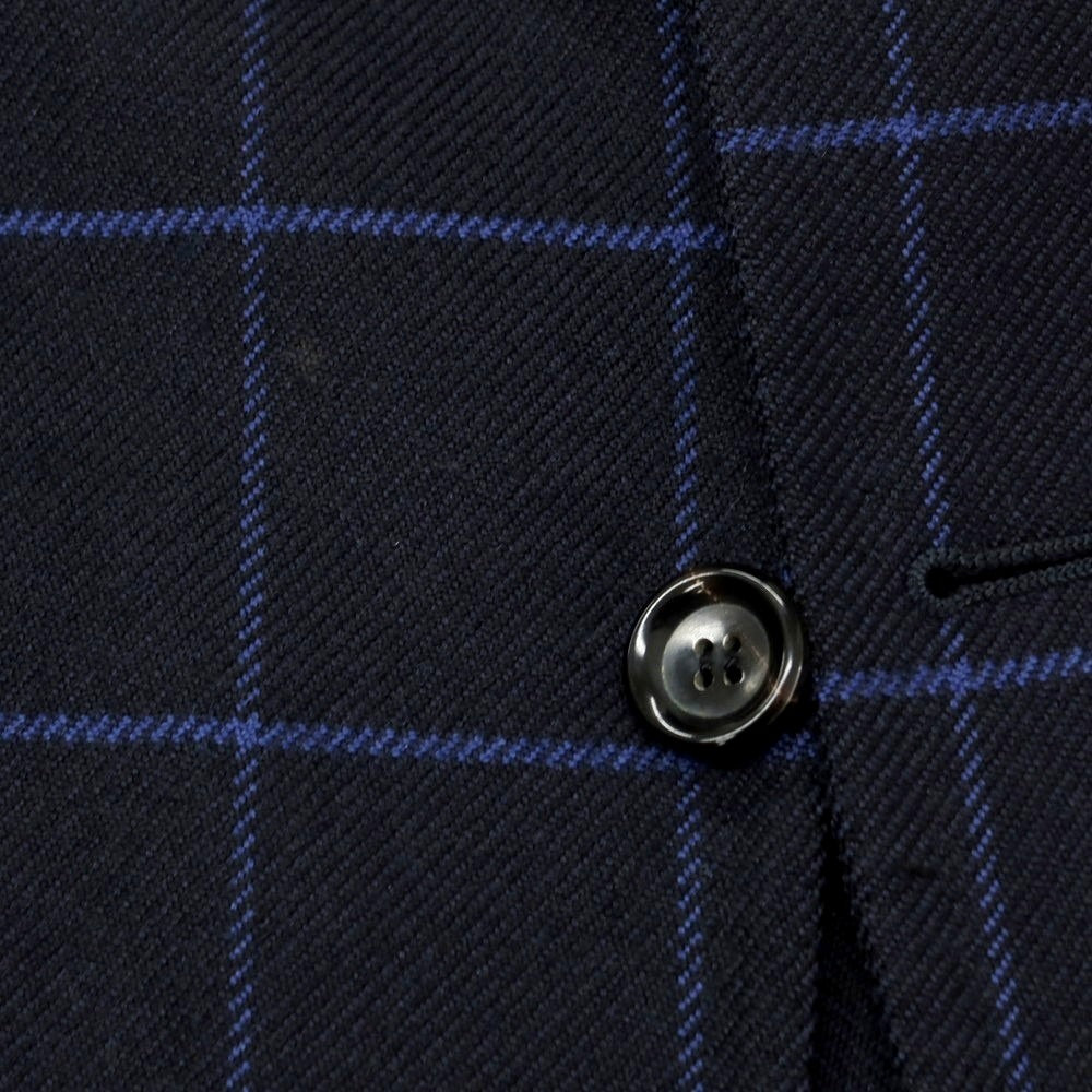 【中古】エリーゴ Eligo ウールカシミヤ ウィンドウペーンチェック 3B テーラードジャケット ダークネイビーxブルー【 46 】【 状態ランクB 】【 メンズ 】