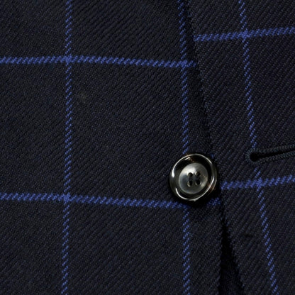 【中古】エリーゴ Eligo ウールカシミヤ ウィンドウペーンチェック 3B テーラードジャケット ダークネイビーxブルー【 46 】【 状態ランクB 】【 メンズ 】