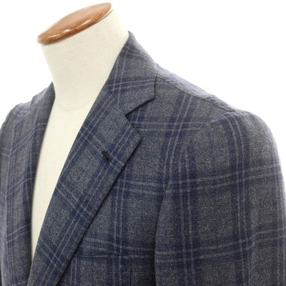 【中古】オラッツィオ ルチアーノ Orazio Luciano ウールカシミヤ チェック 3B テーラードジャケット グレーxネイビー【 46 】【 状態ランクB 】【 メンズ 】