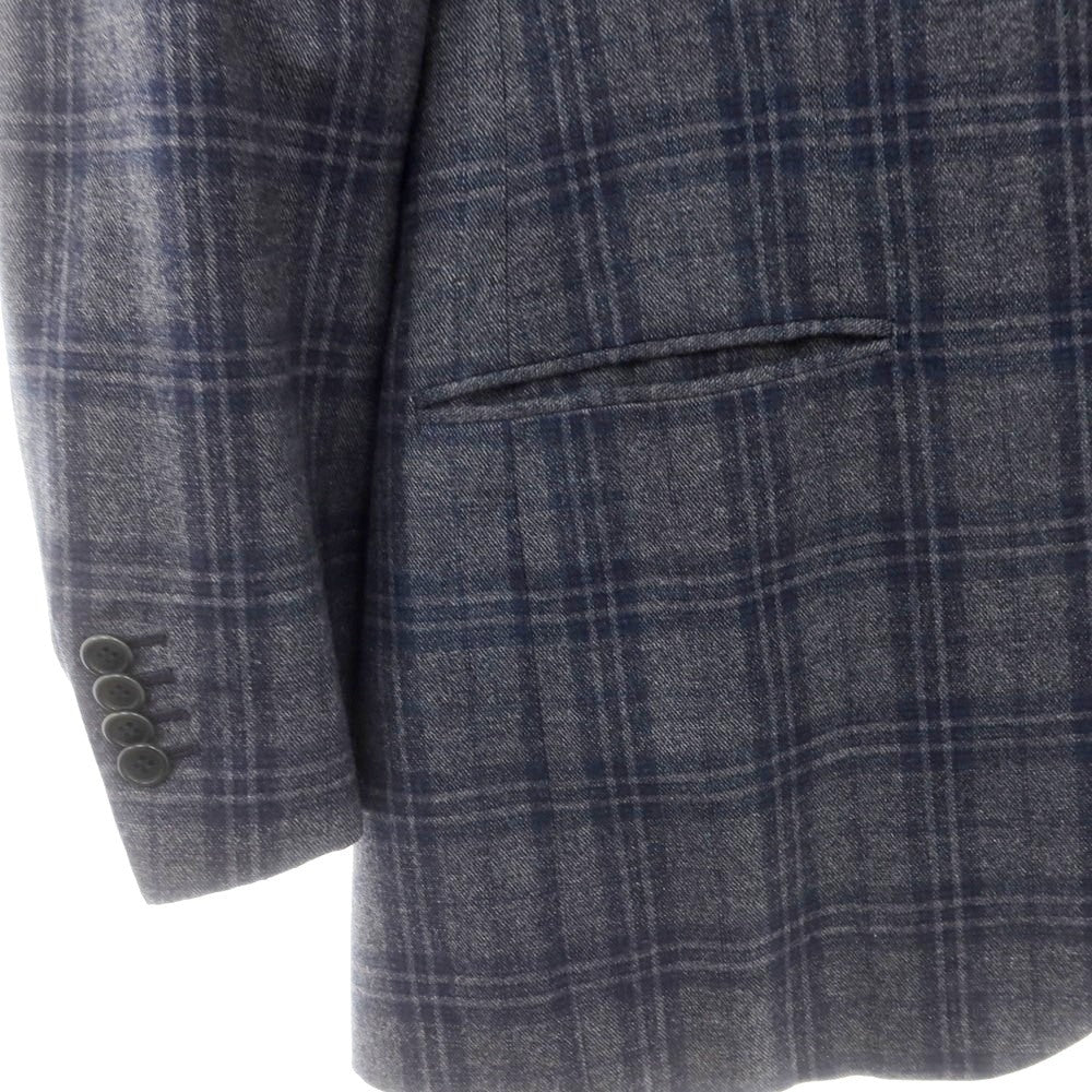 【中古】オラッツィオ ルチアーノ Orazio Luciano ウールカシミヤ チェック 3B テーラードジャケット グレーxネイビー【 46 】【 状態ランクB 】【 メンズ 】