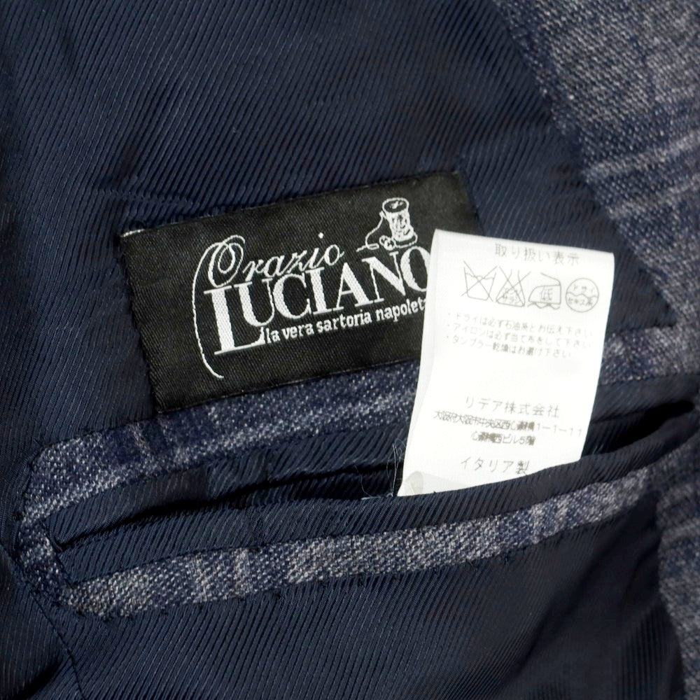 【中古】オラッツィオ ルチアーノ Orazio Luciano ウールカシミヤ チェック 3B テーラードジャケット グレーxネイビー【 46 】【 状態ランクB 】【 メンズ 】