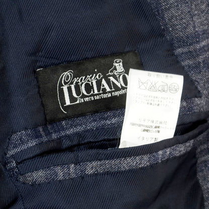 【中古】オラッツィオ ルチアーノ Orazio Luciano ウールカシミヤ チェック 3B テーラードジャケット グレーxネイビー【 46 】【 状態ランクB 】【 メンズ 】