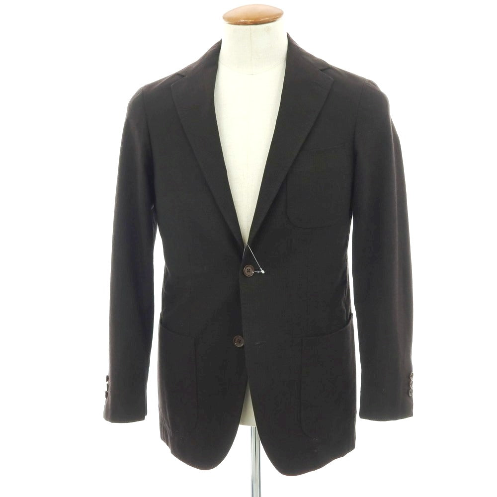 【中古】リングヂャケット RING JACKET New Balloon ストレッチ コットンウール チェック 2B テーラードジャケット ダークブラウン【 46 】【 状態ランクB 】【 メンズ 】