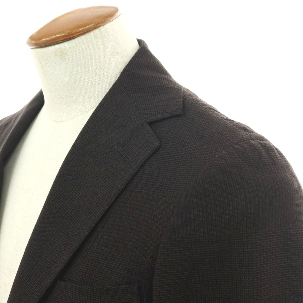 【中古】リングヂャケット RING JACKET New Balloon ストレッチ コットンウール チェック 2B テーラードジャケット ダークブラウン【 46 】【 状態ランクB 】【 メンズ 】