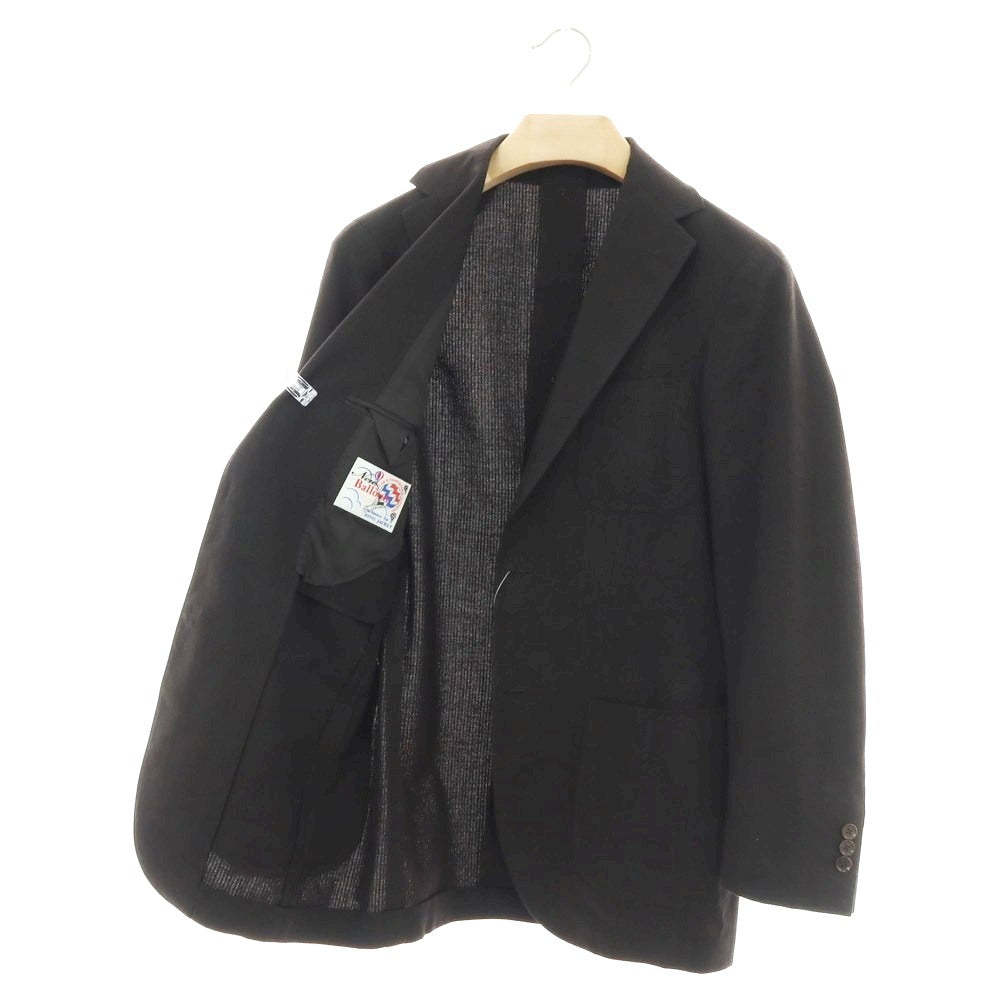 【中古】リングヂャケット RING JACKET New Balloon ストレッチ コットンウール チェック 2B テーラードジャケット ダークブラウン【 46 】【 状態ランクB 】【 メンズ 】
