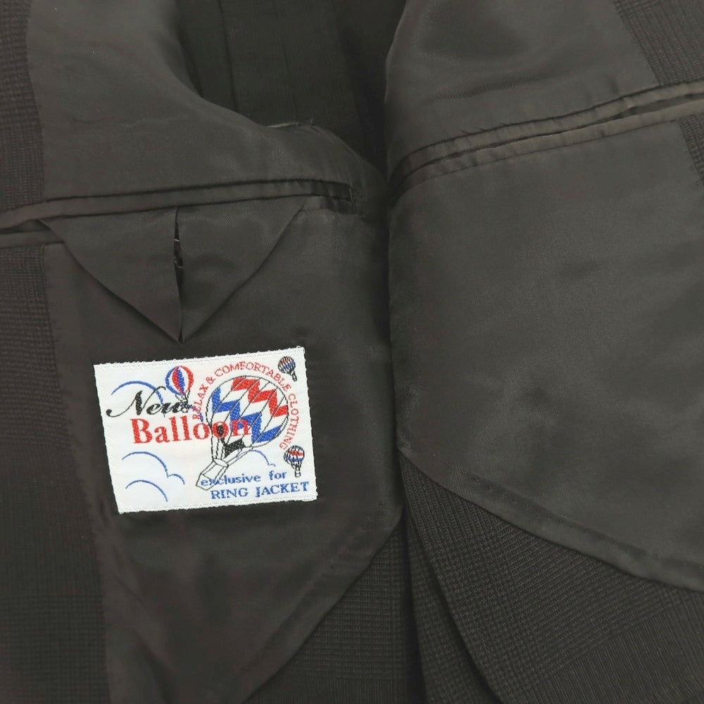 【中古】リングヂャケット RING JACKET New Balloon ストレッチ コットンウール チェック 2B テーラードジャケット ダークブラウン【 46 】【 状態ランクB 】【 メンズ 】