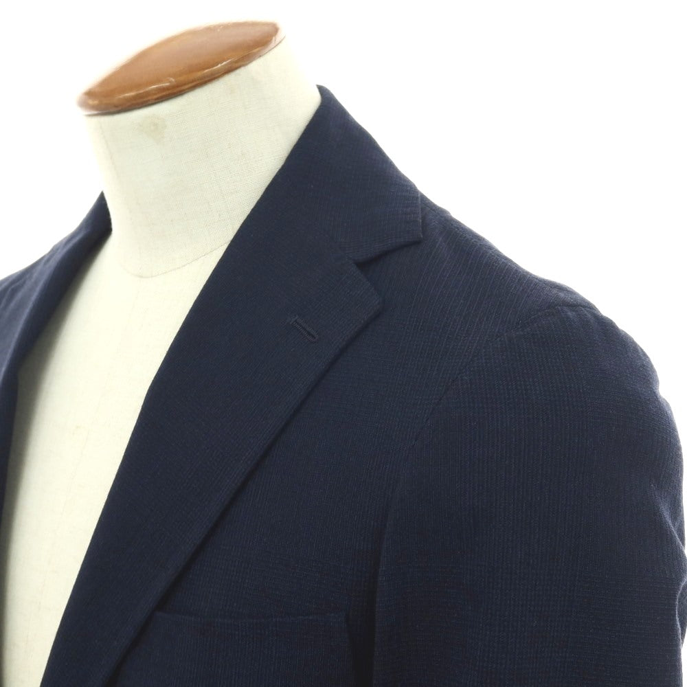 【中古】リングヂャケット RING JACKET New Balloon ストレッチ コットンウール チェック 2B テーラードジャケット ライトネイビーxブラック【 46 】【 状態ランクB 】【 メンズ 】