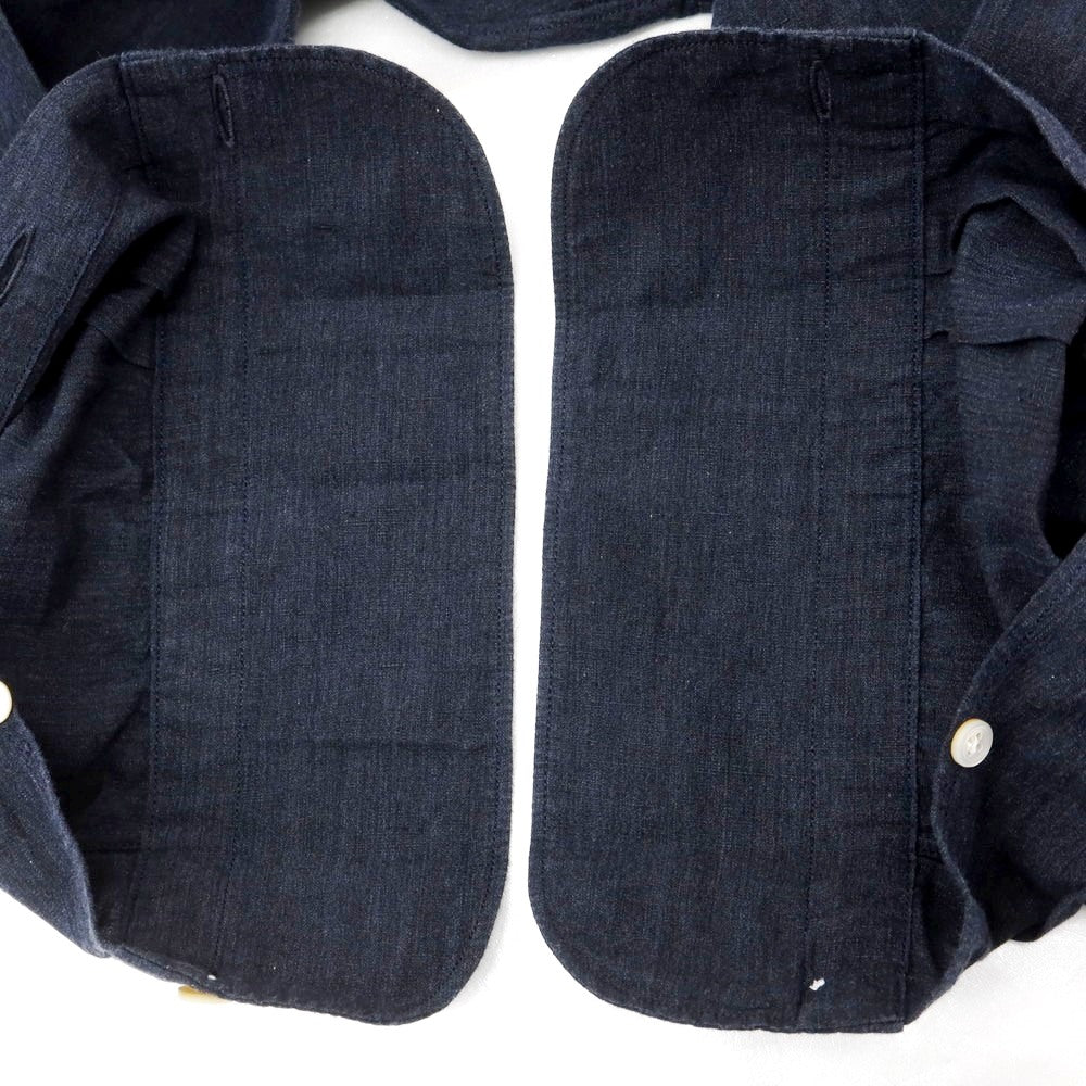 【中古】フィナモレ Finamore コットンリネン ホリゾンタルカラー カジュアルシャツ ネイビー【 39 】【 状態ランクC 】【 メンズ 】