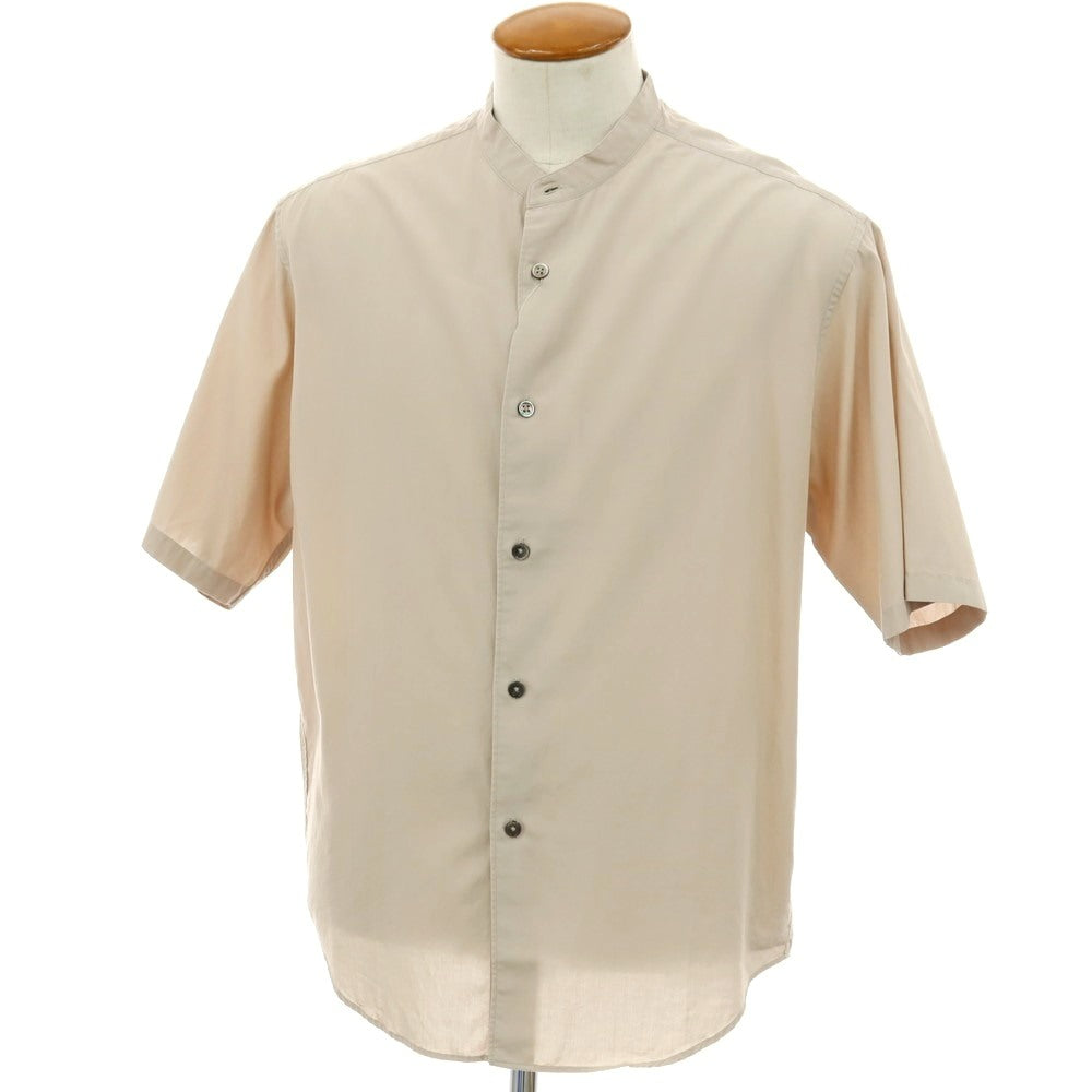 【中古】ビューティアンドユースユナイテッドアローズ BEAUTY&amp;YOUTH UNITED ARROWS セルロースコットン バンドカラー 半袖シャツ グレージュ【サイズM】【 状態ランクC 】【 メンズ 】