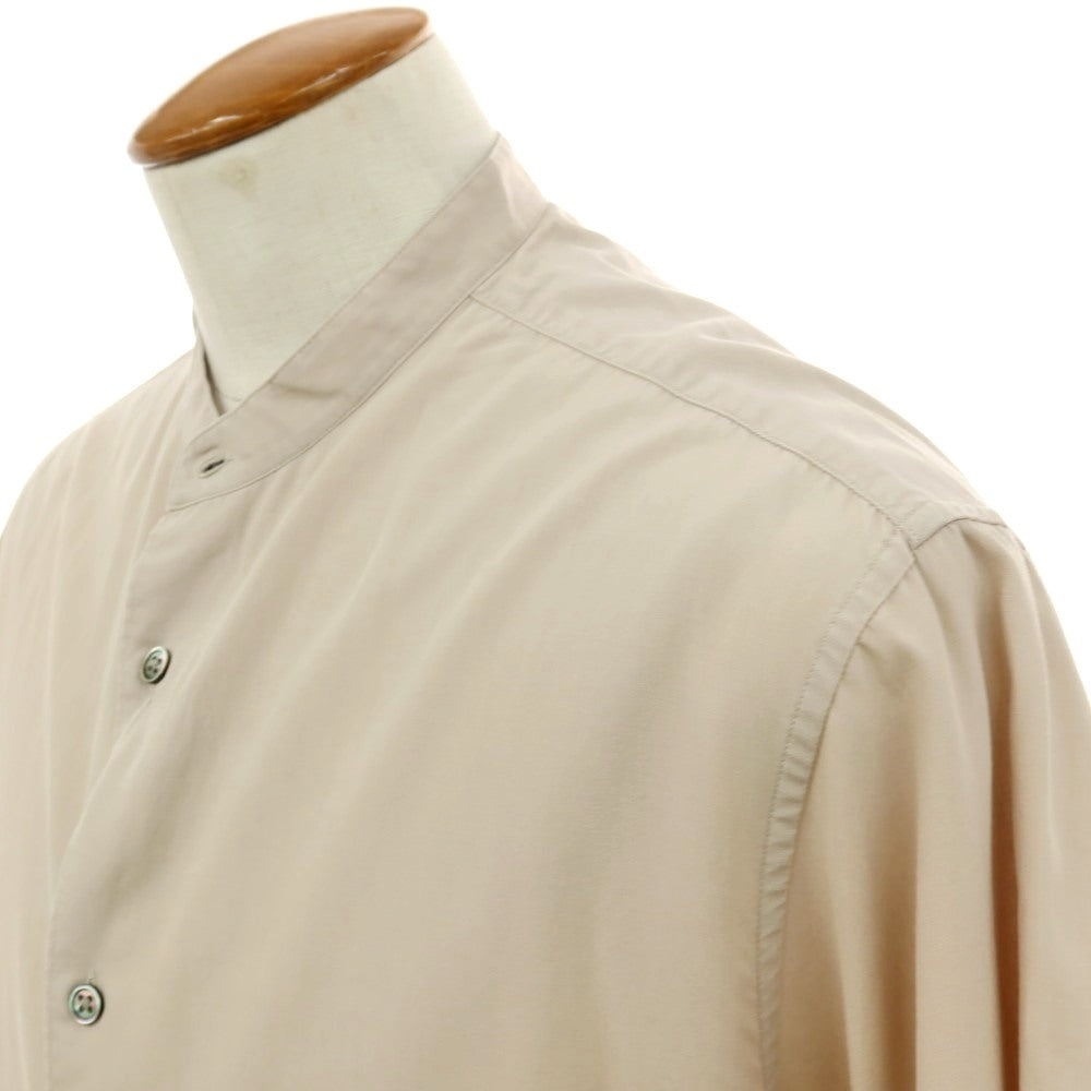 【中古】ビューティアンドユースユナイテッドアローズ BEAUTY&amp;YOUTH UNITED ARROWS セルロースコットン バンドカラー 半袖シャツ グレージュ【サイズM】【 状態ランクC 】【 メンズ 】