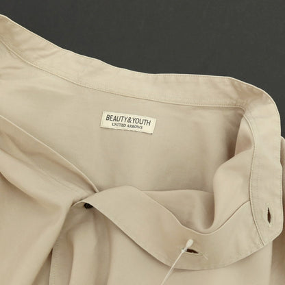 【中古】ビューティアンドユースユナイテッドアローズ BEAUTY&amp;YOUTH UNITED ARROWS セルロースコットン バンドカラー 半袖シャツ グレージュ【サイズM】【 状態ランクC 】【 メンズ 】