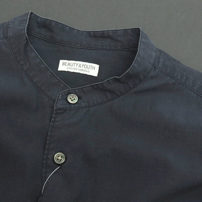【中古】ビューティアンドユースユナイテッドアローズ BEAUTY&amp;YOUTH UNITED ARROWS セルロースコットン バンドカラー 半袖シャツ ブラック【サイズM】【 状態ランクC 】【 メンズ 】