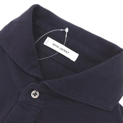 【中古】リングヂャケット RING JACKET 鹿の子 コットン 半袖ポロシャツ ネイビー【サイズL】【 状態ランクC 】【 メンズ 】