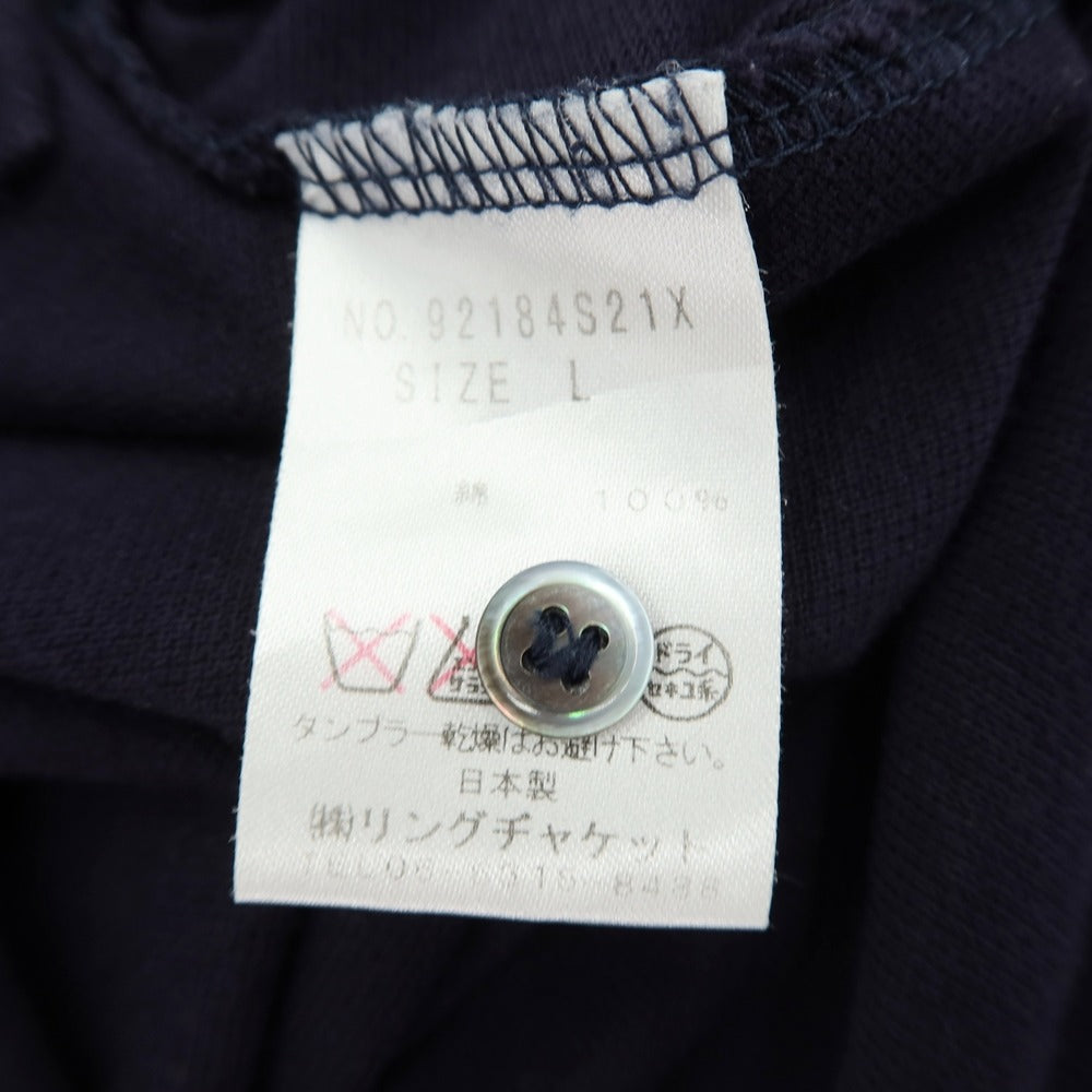 【中古】リングヂャケット RING JACKET 鹿の子 コットン 半袖ポロシャツ ネイビー【サイズL】【 状態ランクC 】【 メンズ 】