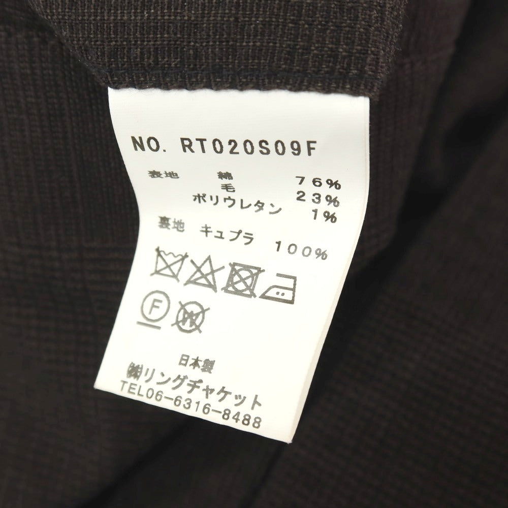 【中古】リングヂャケット RING JACKET コットンウールポリウレタン グレンチェック イージースラックスパンツ ダークブラウン【サイズ46】【 状態ランクB 】【 メンズ 】