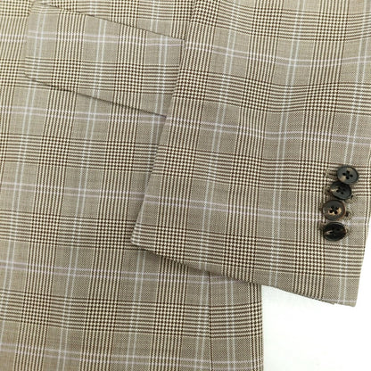 【中古】ユニバーサルランゲージ UNIVERSAL LANGUAGE SUPER120’S ウール グレンチェック 2B テーラードジャケット ブラウン系【 46 】【 状態ランクC 】【 メンズ 】