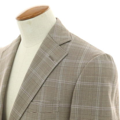 【中古】ユニバーサルランゲージ UNIVERSAL LANGUAGE SUPER120’S ウール グレンチェック 2B テーラードジャケット ブラウン系【 46 】【 状態ランクC 】【 メンズ 】