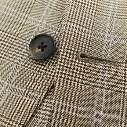 【中古】ユニバーサルランゲージ UNIVERSAL LANGUAGE SUPER120’S ウール グレンチェック 2B テーラードジャケット ブラウン系【 46 】【 状態ランクC 】【 メンズ 】