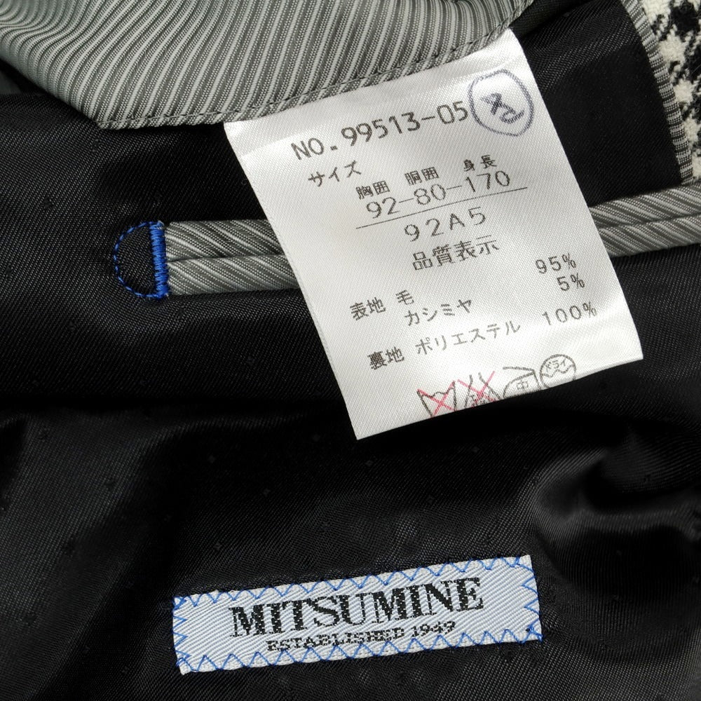 【中古】ミツミネ Mitsumine ウールカシミヤ チェック 2B テーラードジャケット ブラックxホワイト【サイズ92A5】【 状態ランクB 】【 メンズ 】[DPD]