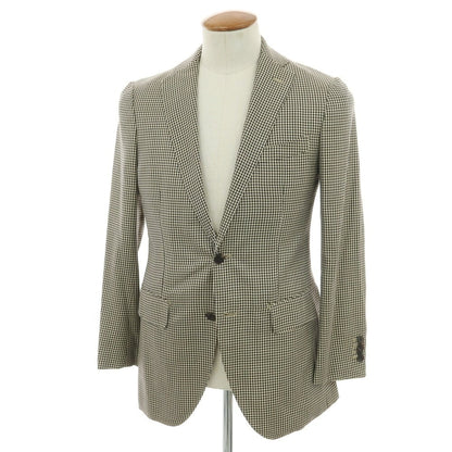 【中古】ディスタイル DeSTYLE シルクウール チェック 2B テーラードジャケット ベージュxブラウン【 46 】【 状態ランクC 】【 メンズ 】