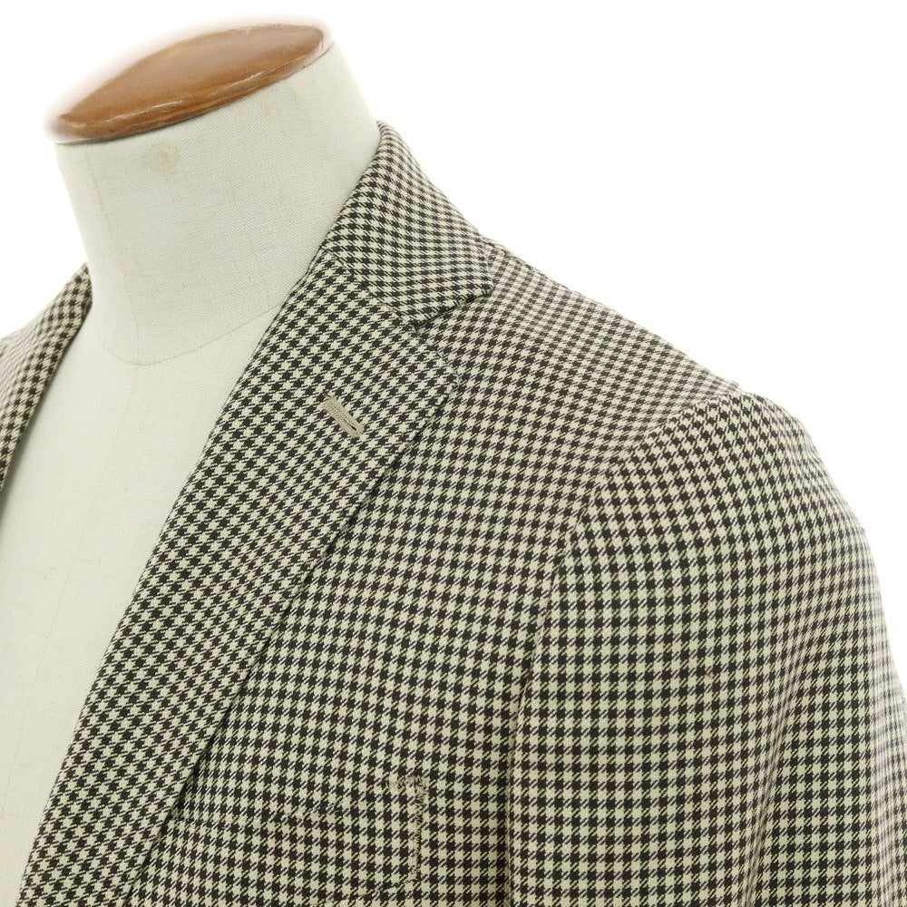 【中古】ディスタイル DeSTYLE シルクウール チェック 2B テーラードジャケット ベージュxブラウン【 46 】【 状態ランクC 】【 メンズ 】