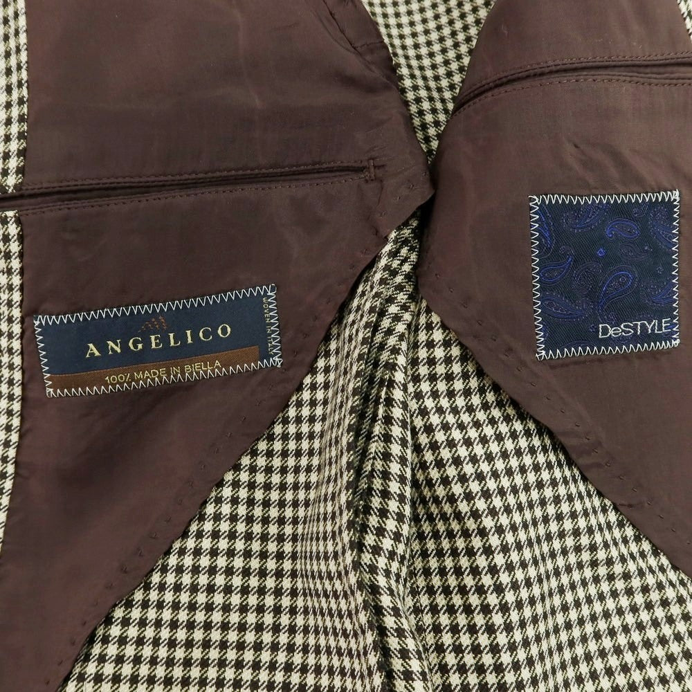 【中古】ディスタイル DeSTYLE シルクウール チェック 2B テーラードジャケット ベージュxブラウン【 46 】【 状態ランクC 】【 メンズ 】