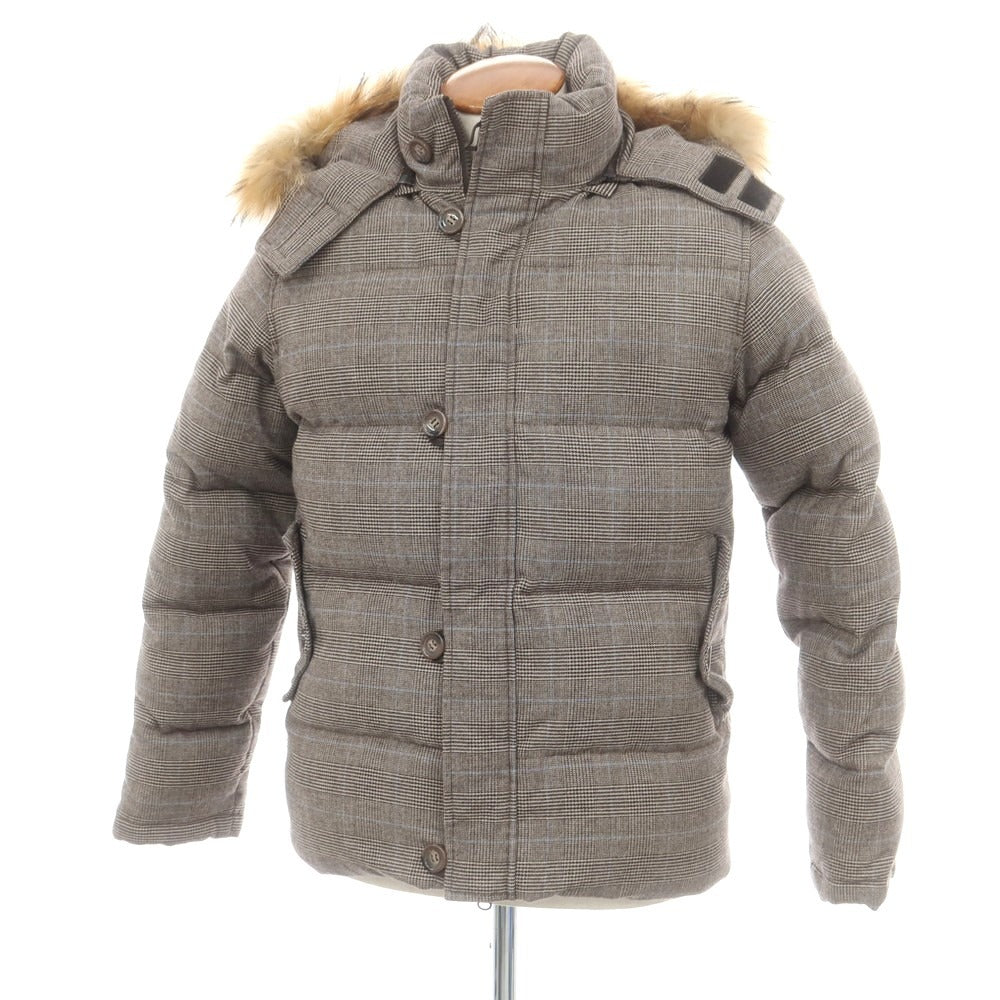 【中古】ミツミネ Mitsumine ウールコットン チェック ダウンジャケット ブラウン系【 M 】【 状態ランクB 】【 メンズ 】