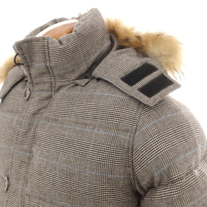 【中古】ミツミネ Mitsumine ウールコットン チェック ダウンジャケット ブラウン系【 M 】【 状態ランクB 】【 メンズ 】