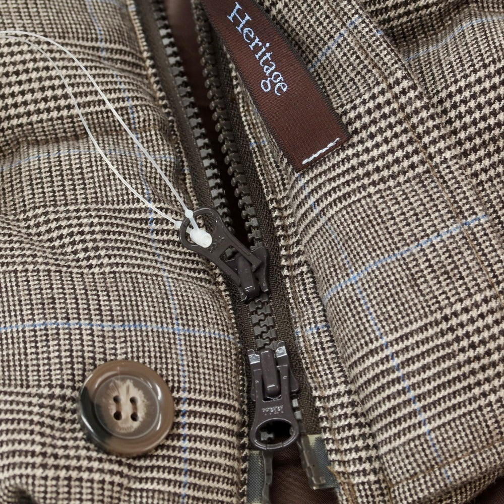 【中古】ミツミネ Mitsumine ウールコットン チェック ダウンジャケット ブラウン系【 M 】【 状態ランクB 】【 メンズ 】