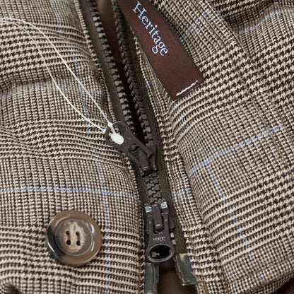 【中古】ミツミネ Mitsumine ウールコットン チェック ダウンジャケット ブラウン系【 M 】【 状態ランクB 】【 メンズ 】