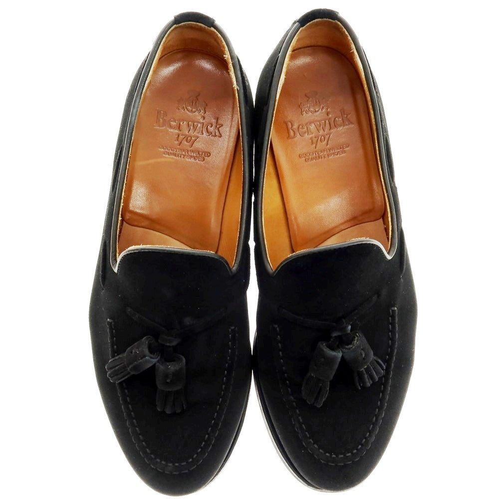【中古】バーウィック BERWICK スエード タッセルローファー ブラック【 6 1/2 】【 状態ランクB 】【 メンズ 】
