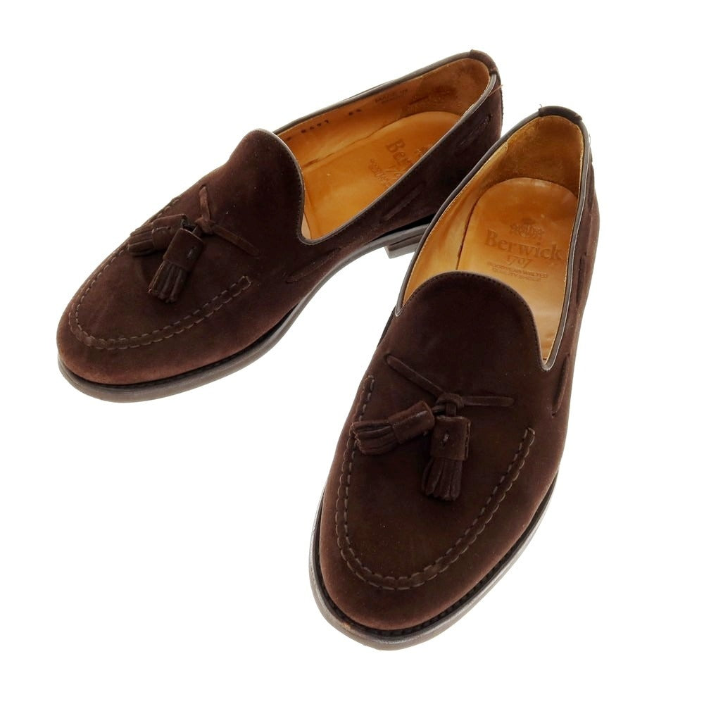 【中古】バーウィック BERWICK スエード タッセルローファー ダークブラウン【 6 1/2 】【 状態ランクB 】【 メンズ 】